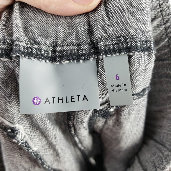 Athleta Women's 6 Flint 100% Linen Pull On Shorts Heather Gray Beach Casual - Picture 8 of 11